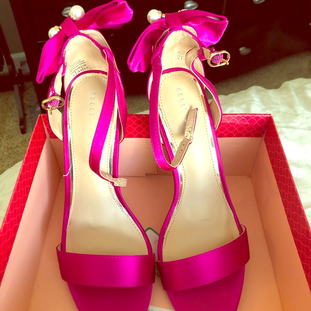 Hot pink/Fuchsia satin Stilettos